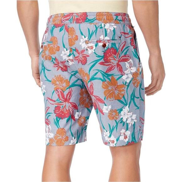 Tommy Hilfiger Men’s Floral Chino Shorts L Drawstring Beach Aloha Summer Cotton - Picture 2 of 8
